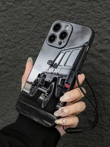 1 pieza Estuche protector de teléfono con acabado mate y diseño retro multicolor con 4WD impreso, compatible con Apple X/XS/XSMAX/XR/11/12/13/14/15/16/16Pro/16ProMax y Galaxy A05/A15/A25/A35/A53/A54/A55/A56/S23/S24/S25, con correa