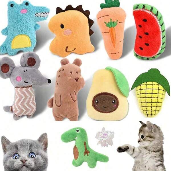 3/6/12Piece Plush Catnip Toys, Anxiety Relief For Indoor Cats, Teeth Cleaning, Digestion Promotion, Interactive Play Soft And Durable Material, Infused With Catnip For Enhanced Attraction, With Kicking And Hitting Action, For Indoor Entertainment And Stimulation Of Cats,Perfect Gift For Back To School.