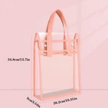 1pc Large Capacity Portable Transparent Waterproof Handheld File Folder With Built-In Organizer Expandable File Storage Pouch, PVC Self-Adhesive Document Bag For Office Supplies, Student Files, Suitable For Wedding, Anniversary, Graduation - Surface, Self-Sealed Closure, Back To School,School Supplies