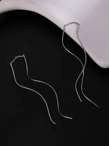 1 par de pendientes largos con flecos para mujer, accesorio versátil y minimalista de moda adecuado para el uso diario, eventos sociales y reuniones