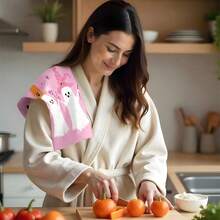 1套/2件万圣节粉色南瓜图案洗碗巾、百洁布，适用于餐厅、厨房、浴室、节日装饰、家庭聚会装饰、家居装饰、家居用品、送给长辈和朋友的礼物 - 彩色 - 查看 10