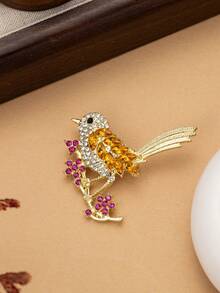 1 pieza Elegante y lujoso broche de pájaro urraca de cristal, accesorio de moda exquisito - Accesorio de broche perfecto para vestidos, bolsos, ropa, chaquetas, camisas, regalos de Navidad, Halloween, regalos para maestros, disfraces y accesorios