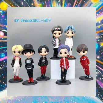 Figuras coleccionables de los miembros de - Conjunto coleccionable de 1ra y 2da generación, juego individual o completo de 7 (RM, Jin, J-Hope, Jimin, V) | Edición del regreso de 2025 | Regalo para coleccionistas de K-pop