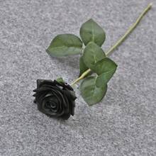 1/3/5 Peças Flor Artificial Negra de Rosa Falsa de Halloween com Haste Longa, Rosa Artificial de Látex à Mão, Buquê de Casamento, Decoração de Mesa de Jantar, Decoração Interna, Rosa de Seda Artificial