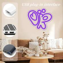 USB Powered Dimmable Olivia LED Neon Art Sign - High-Quality Metal Purple Wall-Mounted Decor With Switch Control, Multipurpose Room Accent, Noiseless Operation, Includes Mounting Kit