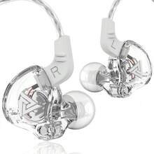 QKZ AK6-Ultra Transparent Dynamic Resin Headphones DJ Monitor Earbuds - 3.5mm Wired In-Ear Earphones With Mic Volume Adjustable Hi-Fi Stereo Heavy Bass Headset For Sports/Gaming/Gym - 均碼 - 查看 3