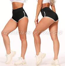 SEASUM Women Scrunch Booty Sexy Shorts High Waist Gym Workout Butt Lifting Yoga Short Hot Costume Outfit Halloween Christmas New Year - #1 線條輪廓黑色 - 查看 6
