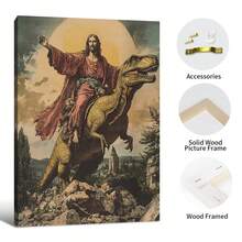 FajerminArt 1pc Optional Frame Vintage Jesus Riding Dinosaur Posters For Living Room & Bedroom Decor Wall Arts Decor Canvas Painting Gift Posters - Multicolor - View 16