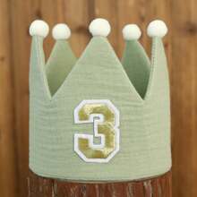 Handmade 1st Birthday Party Decorative Hats, Cute Birthday Crown Party Pom Pom Hats In Pink, Blue, White, Green, Macaron, Orange, Handmade