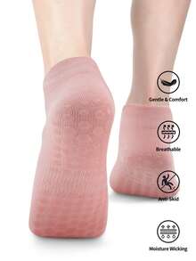 4 paires de chaussettes de yoga de couleur unie pour femmes, chaussettes de danse courtes, chaussettes de sport, de ballet et de pilates antidérapantes - Multicolore - Voir 3