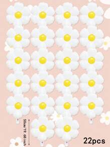 Set de 22 globos blancos con margaritas, globos de aluminio con forma de girasol, adecuado para fiestas con temática de jardín, fiestas de cumpleaños, decoración de aula, lindas decoraciones con globos de margaritas