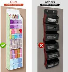 Hanging Yarn Storage Organizer With 6 Zipper Closure Compartments, Large Capacity Knitting Organizer Storage, Over The Door Hanging Yarn Holder For Knitting Needles, Crochet Hooks(Clear White) - Burgundy - View 2