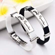 Stainless Steel Constellation Bracelet For Women Men Zodiac Sign Leather Bracelet Wristband Jewelry Birthday Gift