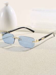 1 副时尚无框眼镜，适合所有场合，学院风，适合返校季，方形，矩形，墨镜