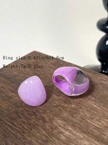 1pc Purple Pearlescent Asymmetrical Resin Bracelet, Lightweight & Durable Design Suitable For Daily Wear And Beach Parties, Versatile Accessory For All Seasons