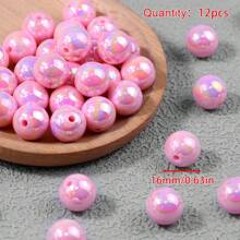 12 Stück 16mm bunte Kaugummi-runde Acrylperlen - dickwandige lose Kunststoffperlen, geeignet für DIY-Schmuckherstellung und Schlüsselanhänger-Charms, Bastelzubehör, Dekorationsperlen