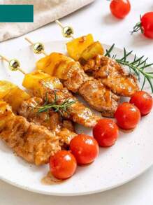 100pcs Bamboo Skewers, Appetizer Toothpicks, Decorative Cocktail Picks, 4.7" Fruit Kabob Skewers, Gold Party Supplies, Bamboo Sticks For Fruit, Beverages, Charcuterie Boards