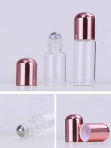 Frasco de vidro com esferas em ouro rosa, recarregável, usado para frascos de vidro transparentes de óleo essencial e perfume, utensílios de maquiagem portáteis, design elegante, frasco com tampa de rosca, design compacto, design à prova de vazamentos, muito adequado para cuidados com a pele e produtos de beleza, presentes para amantes da beleza, frascos de perfume para viagem