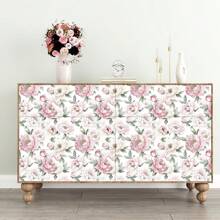 1 Rolo Papel de Parede Adesivo Peônia Rosa, Papel de Parede Estilo Boêmio Retrô, À Prova d'Água, Durável, Papel de Contato Vinil Destacável e Colante, Adesivo com Padrão de Flor Rosa em Bottom Claro, Adesivo de Decoração de Arte para Casa, Adesivo de Arte de Parede