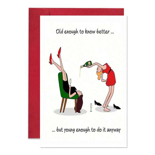 1pc, Fun Birthday Card, Friendship, Female Girlfriend, Mom, Humorous Party, Thick-Skinned Birthday Card