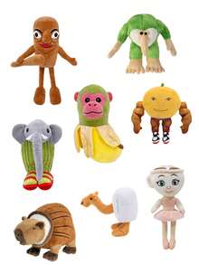 Tung Tung Tung Sahur 毛绒玩具 Ta Ta Ta Ta Sahur 棍棒人填充动物毛绒玩具轮胎人仙人掌大象茶杯女孩椰子水豚冰箱骆驼娃娃装饰创意礼物儿童生日派对家居女孩房间装饰游戏收藏品