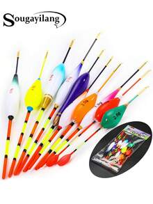 SOUGAYILANG 10-Pack High Sensitivity Fishing Floats, Wooden Universal Floats For Anglers, Short & Visible, Perfect For Fishing Gift 10 Pcs/Set High Sensitivity Fishing Floats, Mixed Size, Fishing Tackle Accessories - Multicolor - View 1