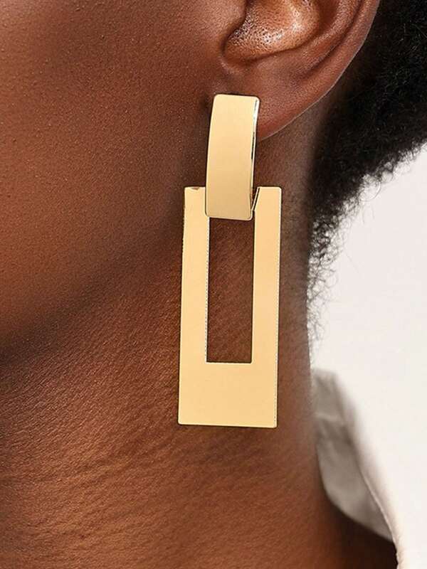 1 Pair Fashion Metal Geometric Rectangle Earrings, Suitable For Daily Wear, Birthday, Festival, Party, Jewelry Gift