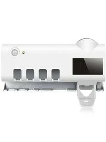 Automatic Toothpaste Dispenser, UV Light Toothbrush Holder, Eliminates Bacteria - White - View 8