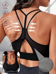 Sujetador deportivo de yoga con soporte extraíble, sujetador deportivo push-up para correr y hacer ejercicio para mujeres - Negro - Ver 3