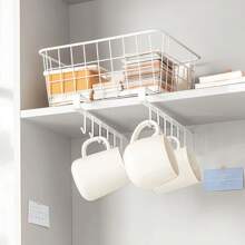 2 Stück/4 Stück/Set Hängeregal, Schrank Tassen Halter, Hängender Kaffeetassenhalter ohne Bohren, Küchenutensilien Aufbewahrung und Organizer Hängeregal, Küchen Aufbewahrungshaken können kleine Gegenstände aufbewahren, platzsparend und macht Ihre Küche und Schlafzimmer ordentlicher und praktischer.