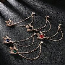 1 Stück Herren Brosche Anzugnadel mit Gliederkette, Kragen Revers Verzierung für Herren Hemden mit Metallclip, Fliegen-Hut-Schal Anstecknadel für Kleidung, Tasche, Rucksack für die Schule