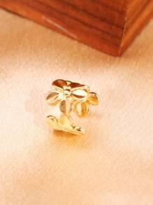 1 peça brincos de orelha femininos elegantes, simples, com design de flores personalizado, em tom dourado, adequados para uso diário, eventos e festas