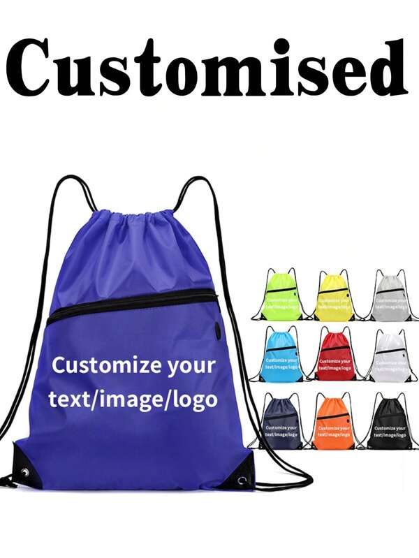 1 Daily Outing, Lightweight, Customizable, Simple Storage Bag, With Inner Pocket Zipper, Polyester Material, Customizable Name Picture Design, Four-Sided Reinforcement, Edge Banding, Drawstring, DIY Backpack, Duffle Bag