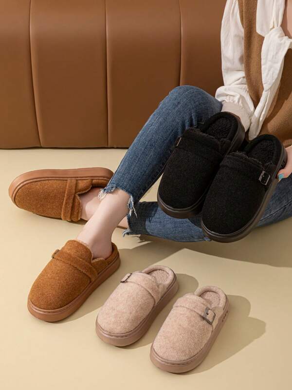 1 Pair Women/Unisex Simple Fashion Solid Color Button Slide Slippers, Lightweight Portable Vacation Slippers, Suitable For Indoor & Outdoor Wear