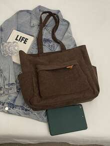 Bolso de mano de pana para mujer, bolso de hombro de gran capacidad, bolso escolar, bolsa de compras casual, mochila de viaje