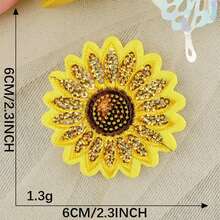 10pcs Shiny Sequin Sunflower Fabric Patches For Clothes, Sweaters, Jackets, Bags DIY Sewing Accessories - Yellow - View 4