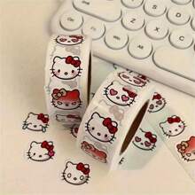 Sanrio 500pcs Sanrio Hello Kitty Sticker Roll - Colored Sealing Glue For Scrapbooking, Gift Packaging And DIY Craftsmanship - Matte Finish, Reusable Stickers For Home, Office And Commercial Use Room Decor Home Decor Wall Decor Wall Stickers Wall Sticker Funny Stickers Personalised Stickers Scrapbook Supplies