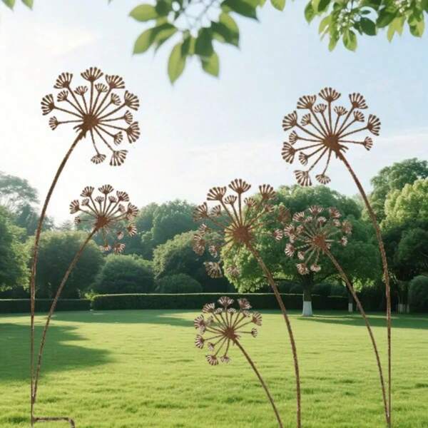3 Metalen paardenbloem vloerversieringen, creatieve designdecoraties voor tuin en gazon, perfect voor gezinnen die buiten zijn, tuinen, veranda's en boerderijen - perfecte familiegeschenken, landschapsversieringen en decoratie-accessoires
