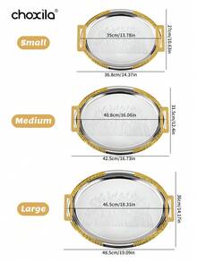 choxila 1 pieza/3 piezas Bandeja ovalada con asas, patrón de trigo - Una bandeja de servir versátil, bandeja de aperitivos, bandeja de almacenamiento y bandeja decorativa. Perfecta como regalo de inauguración de la vivienda o para días festivos, ideal para el té de la tarde, dormitorios, salas de estar, fiestas familiares, camping - bandeja - Ver 4