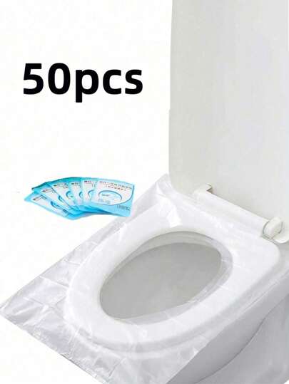50PCS Toilet Seat Disposable,Plastic Cover Waterproof And Non Slip Individually Wrapped,Toilet Seat Cover Portable Potty Seat Cover