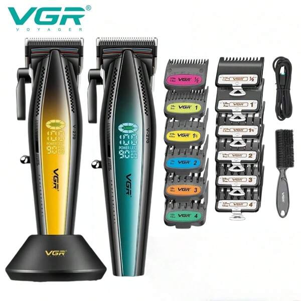 VGR Cortapelos profesionales eléctricos Clipper, recortador inalámbrico de cabello A para hombres con exhibición digital de pelo C