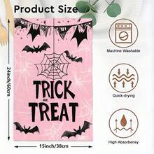 1套/2件万圣节粉色南瓜图案洗碗巾、百洁布，适用于餐厅、厨房、浴室、节日装饰、家庭聚会装饰、家居装饰、家居用品、送给长辈和朋友的礼物 - 彩色 - 查看 4