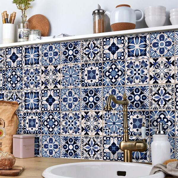 24PCS- Nordic Home Tile, Self-Adhesive Wall Stickers, Kitchen Bathroom Bedroom Living Room Dining Room, Waterproof, Oil And Moisture Proof, Decorative Tile Stickers, Wall Renovation Floor Stickers For Home Decor