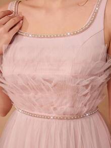 Mgiacy,New Arrival,Lady, Plain Color, Woven, Craft Pleated, Beaded, Dress