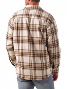 Men's Long Sleeve Sherpa Lined Shirt - Fashionable & Warm - Vaporous Gray - View 7