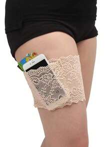 1 pieza Manga para el muslo antirozaduras transpirable e invisible para mujeres, funda para teléfono móvil con agarre de silicona para deportes y exterior, calentadores de piernas - Multicolor - Ver 18