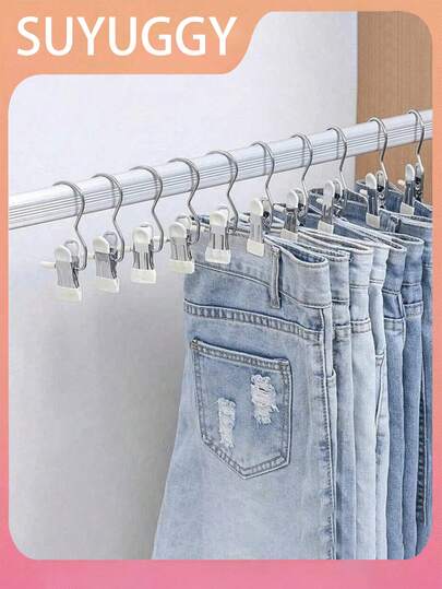 20/10/1 件不锈钢衣夹，带钩洗衣衣钉，便携式挂衣夹，衣柜整理器，衣架，毛巾夹 | 裤架 | 洗衣夹，带夹子的裙架，节省空间的 360° 旋转夹，用于高效的衣柜整理，节省空间的衣架 | 时尚的金属饰面 | 坚固的结构，衣夹
