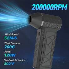 Electric Air Duster,Turbo Jet Fan,Violent Turbine Fan-Portable,Rechargeable Lithium Battery, Ideal For Camping, Outdoor Activities, Compressed Air Duster Cordless Dust Blower Air Blower For Computer Keyboard,Outdoors,Car,Home