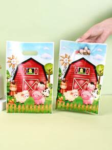 10/20/50 Stücke Bauernhof-Tiere Geschenktüte, Kunststoff-Handtasche, geeignet für Geburtstags-party, Familienferien-party Dekoration, Hochzeitsfeier Zubehör, Muttertags-Geschenkverpackungstüten
