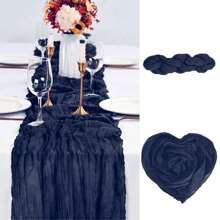 1pc Navy Blue Macrame Balinese Gauze Table Banner, Bohemian Style Table Cloth, Cheese Cloth Table Cloth, Table Cloth, Wedding Table Cloth, Party Table Cloth, Plain Weave Soft Fabric Table Cloth, Suitable For Multiple Occasions